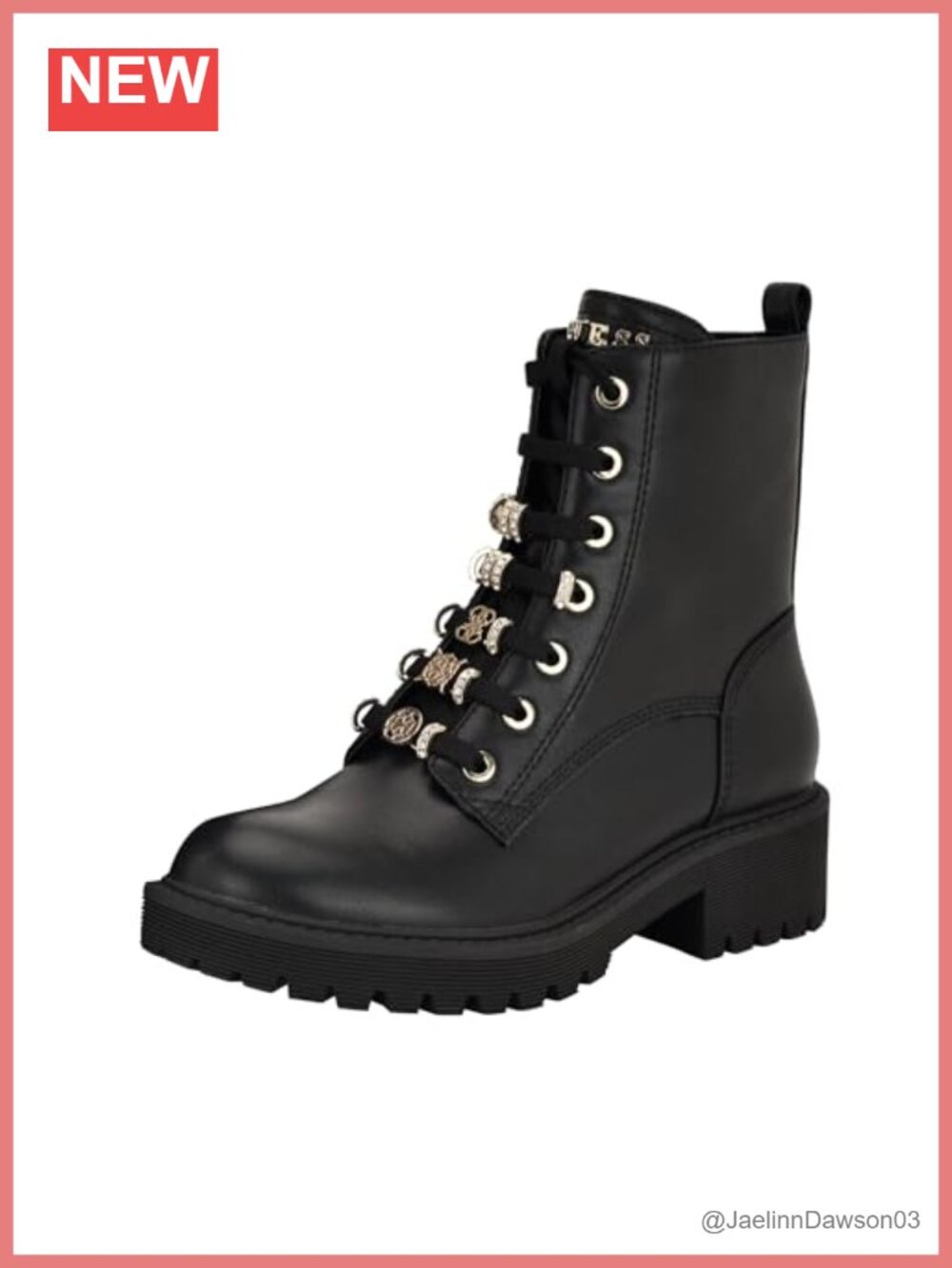 Guess Sionaa Combat Bootie Faux Leather Lace-Up Ankle Boots Women's